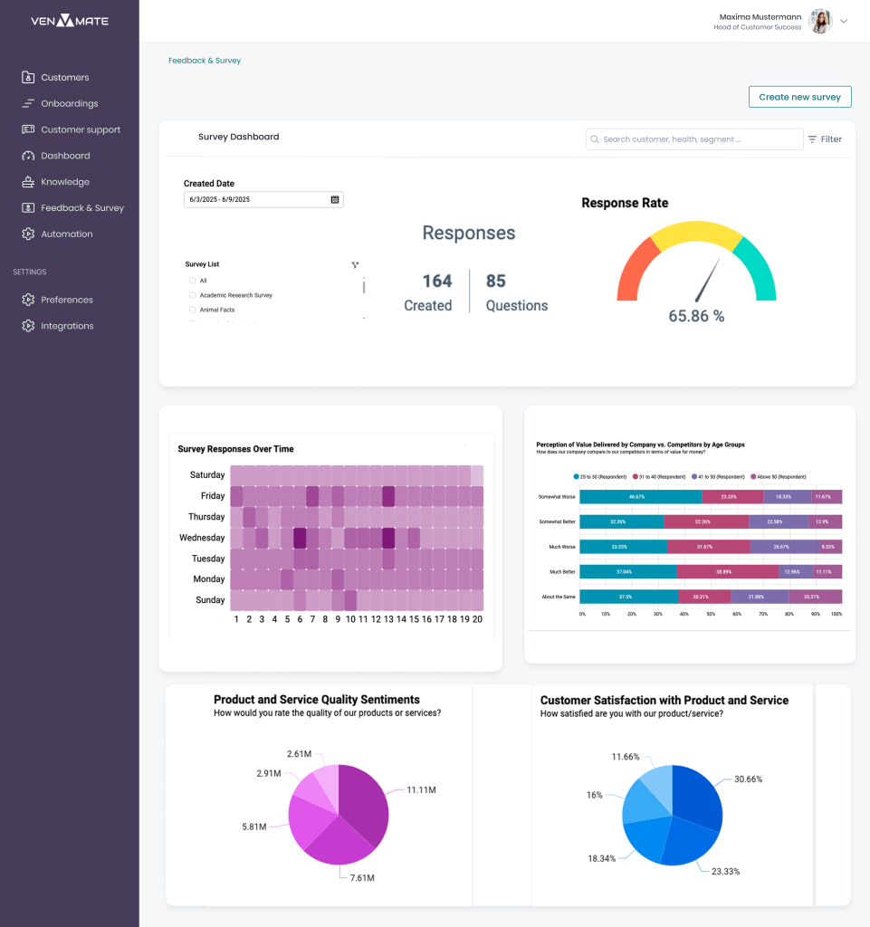 VENMATE Feedback & Survey for customer success management